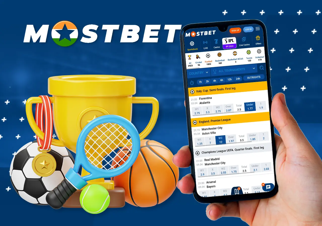 Sports available for betting in the Mostbet app