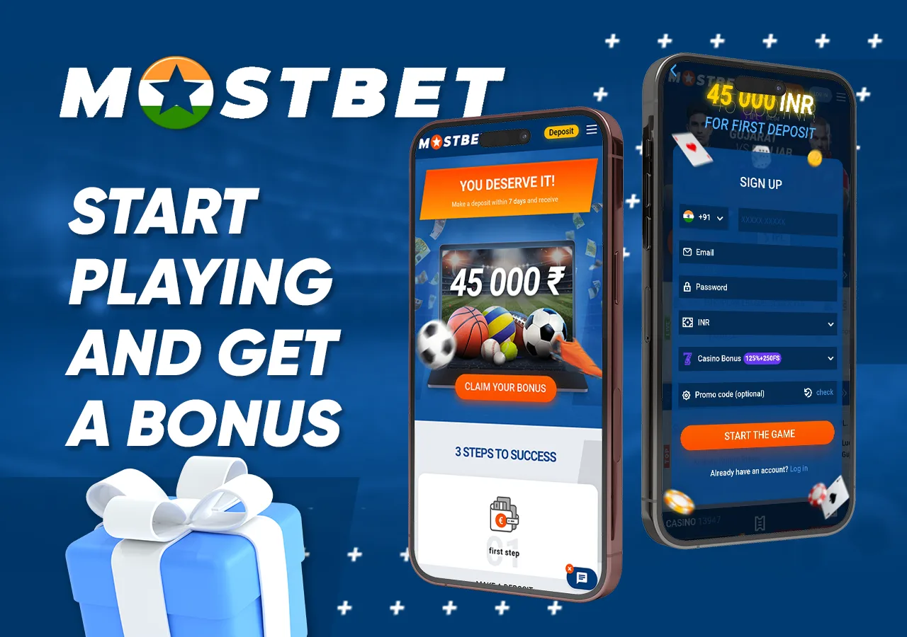 Mostbet offers every new player a bonus for registration and first deposit